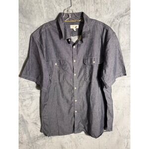 Fundamental Coast Men XXL Navy Blue Cotton Short Sleeve Button Up Work Shirt